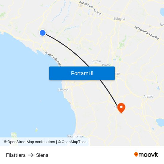 Filattiera to Siena map