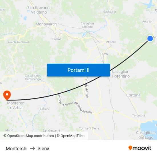Monterchi to Siena map