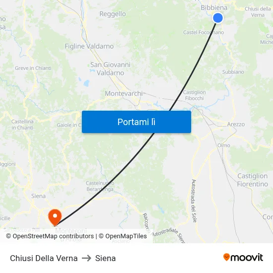 Chiusi Della Verna to Siena map