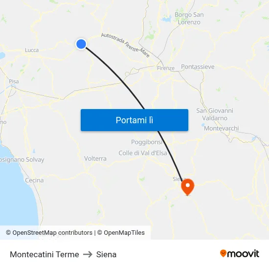 Montecatini Terme to Siena map