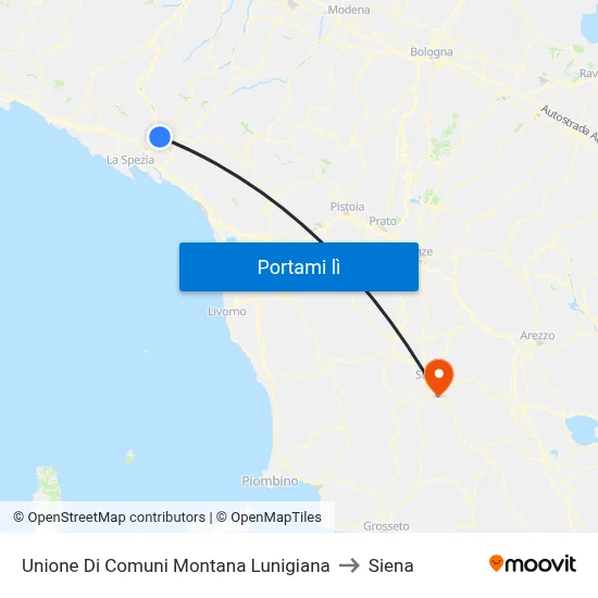 Unione Di Comuni Montana Lunigiana to Siena map