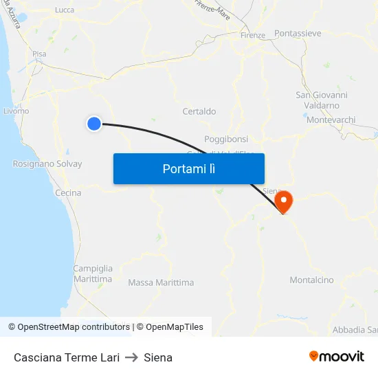 Casciana Terme Lari to Siena map