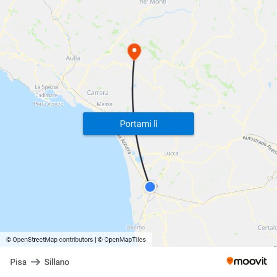Pisa to Sillano map
