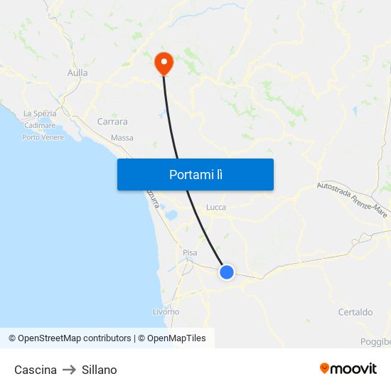 Cascina to Sillano map