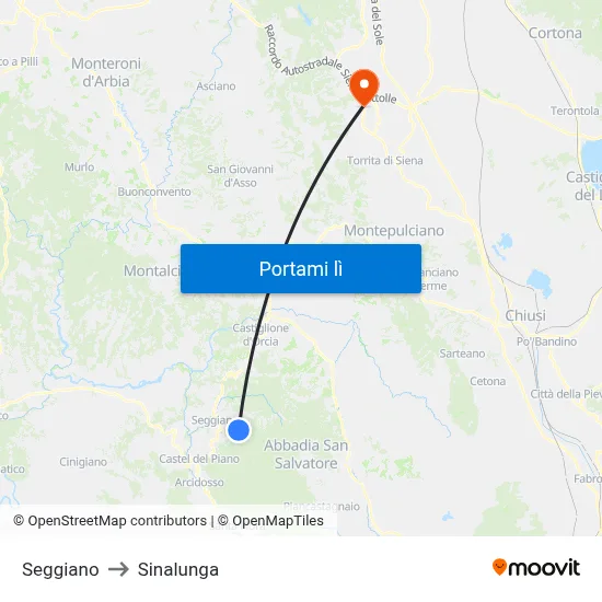 Seggiano to Sinalunga map