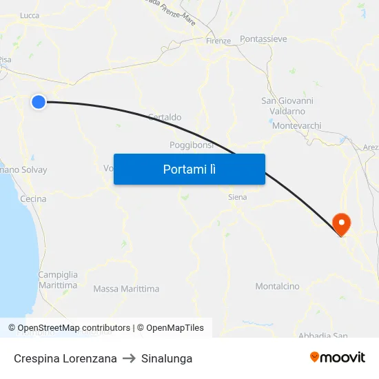 Crespina Lorenzana to Sinalunga map