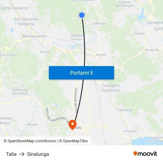 Talla to Sinalunga map