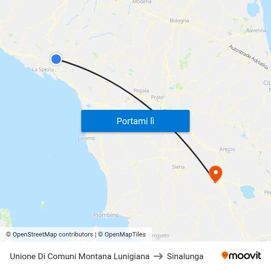 Unione Di Comuni Montana Lunigiana to Sinalunga map