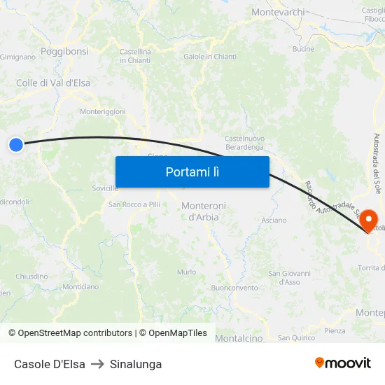 Casole D'Elsa to Sinalunga map
