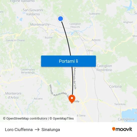 Loro Ciuffenna to Sinalunga map