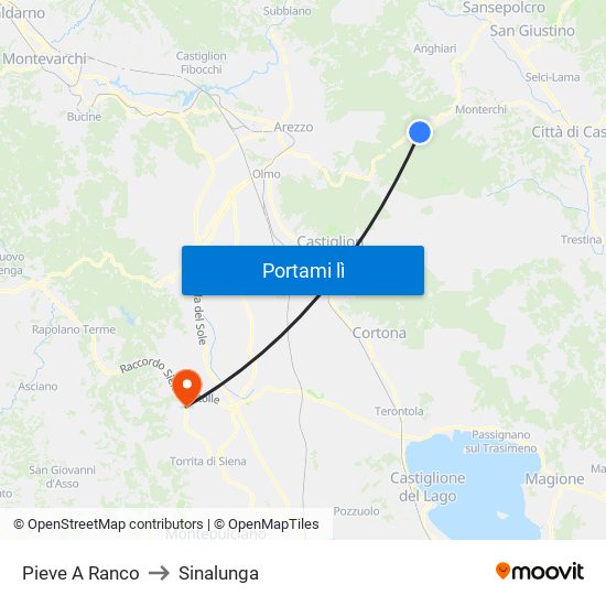 Pieve A Ranco to Sinalunga map
