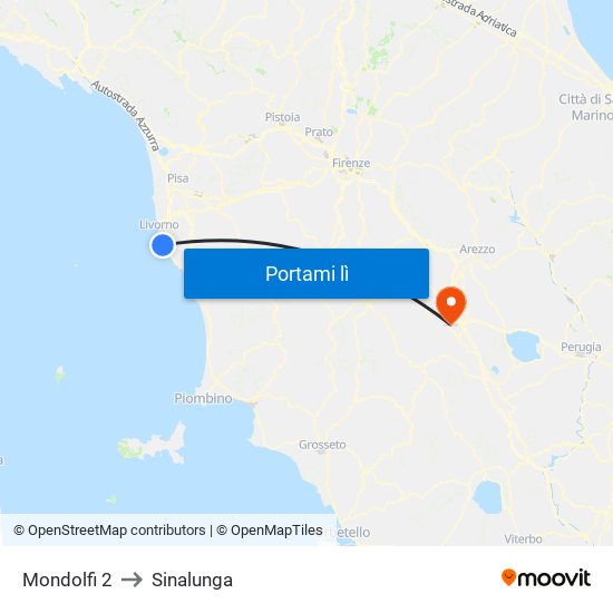 Mondolfi 2 to Sinalunga map