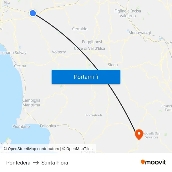 Pontedera to Santa Fiora map