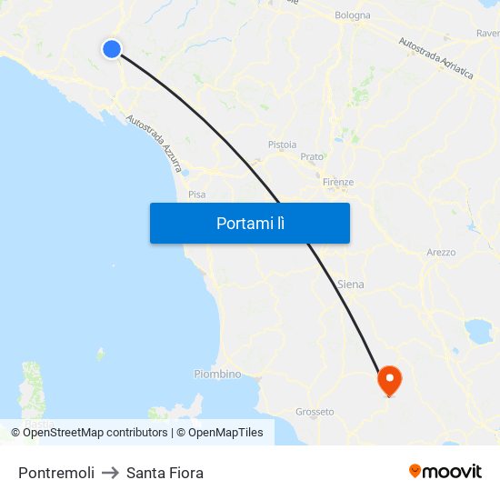 Pontremoli to Santa Fiora map