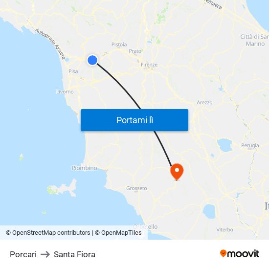 Porcari to Santa Fiora map