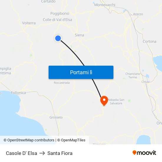 Casole D' Elsa to Santa Fiora map