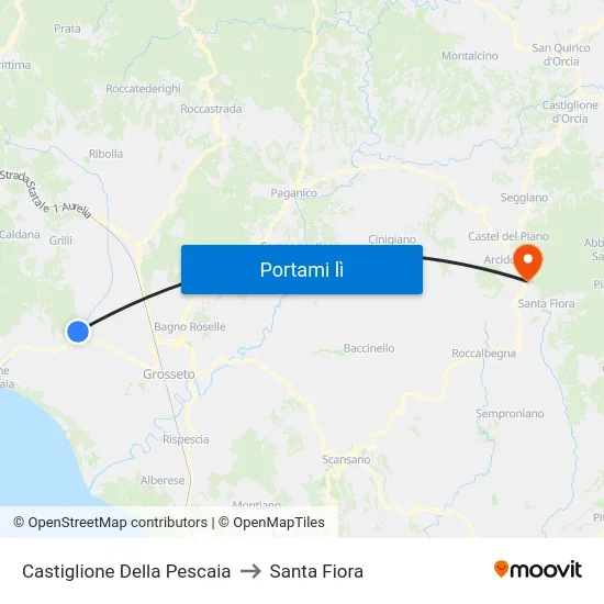 Castiglione Della Pescaia to Santa Fiora map