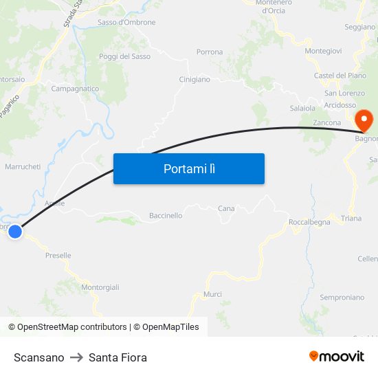 Scansano to Santa Fiora map