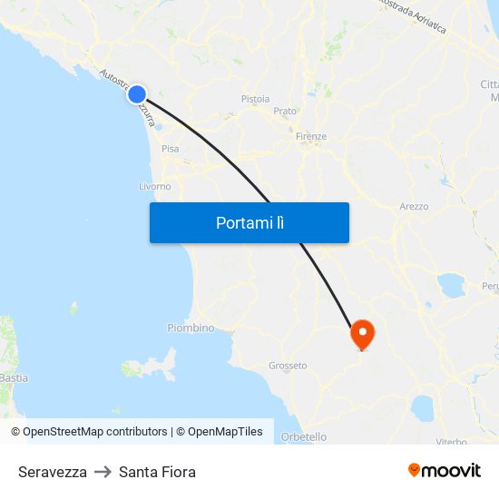 Seravezza to Santa Fiora map