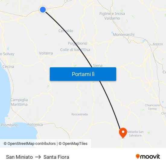 San Miniato to Santa Fiora map