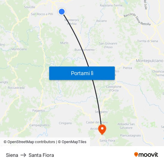 Siena to Santa Fiora map
