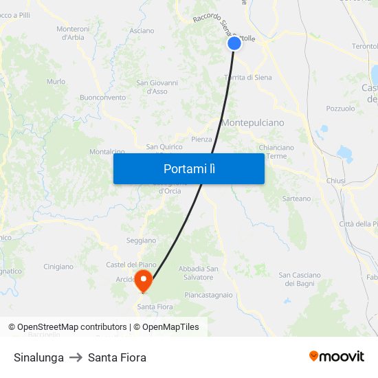 Sinalunga to Santa Fiora map