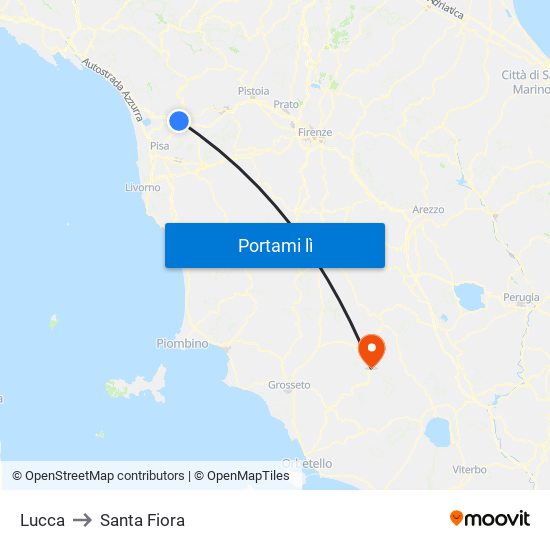 Lucca to Santa Fiora map