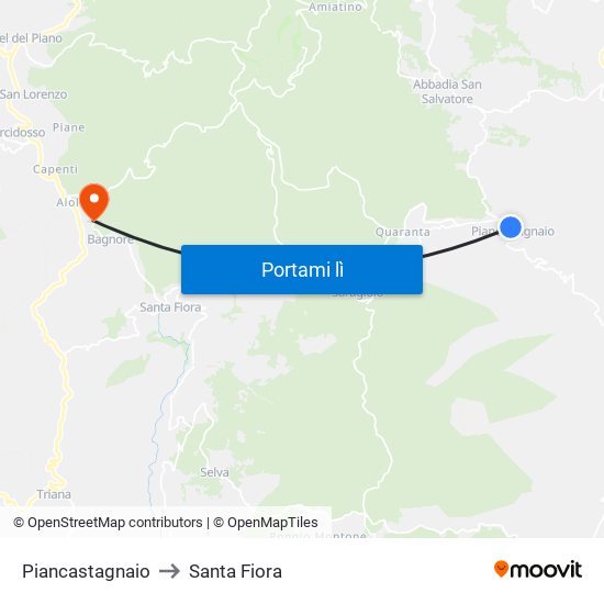 Piancastagnaio to Santa Fiora map