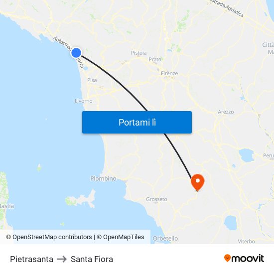 Pietrasanta to Santa Fiora map