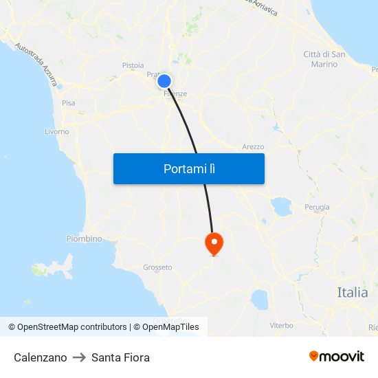 Calenzano to Santa Fiora map