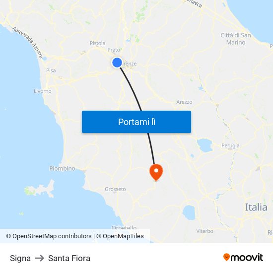 Signa to Santa Fiora map