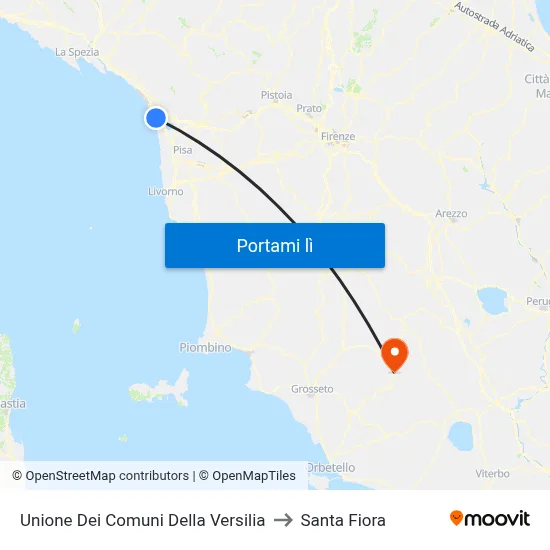 Unione Dei Comuni Della Versilia to Santa Fiora map