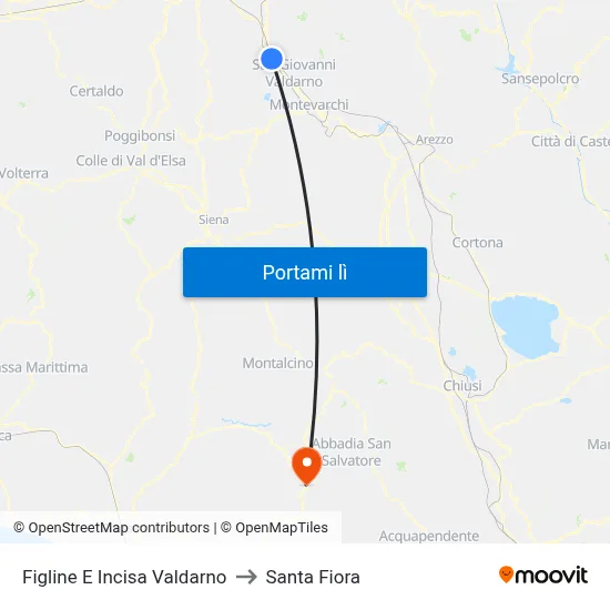 Figline E Incisa Valdarno to Santa Fiora map