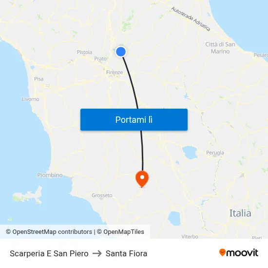 Scarperia E San Piero to Santa Fiora map