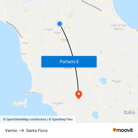 Vernio to Santa Fiora map