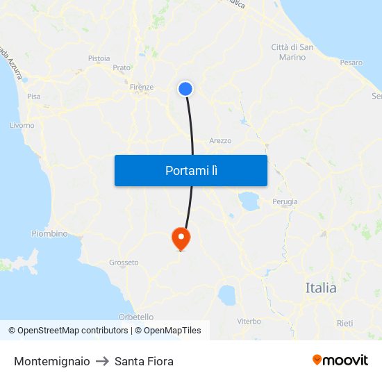 Montemignaio to Santa Fiora map
