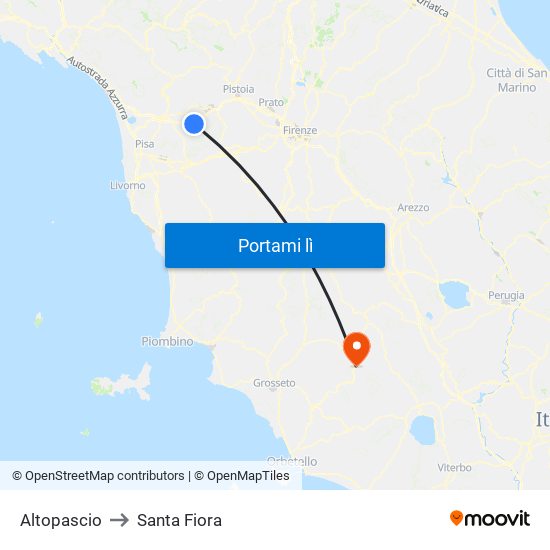 Altopascio to Santa Fiora map