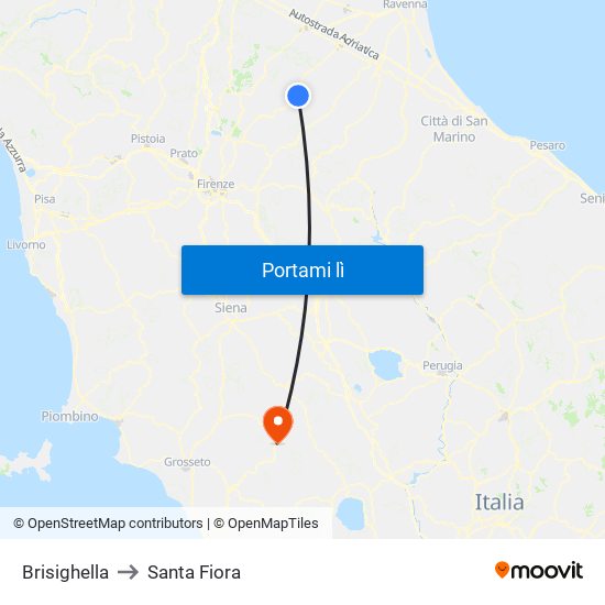 Brisighella to Santa Fiora map