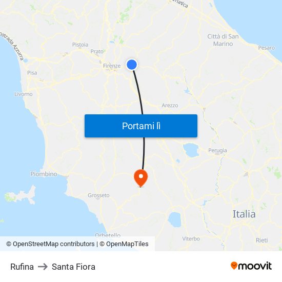 Rufina to Santa Fiora map