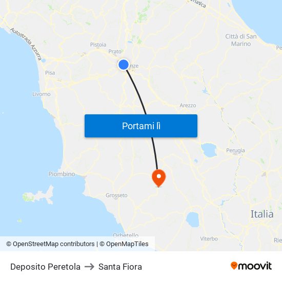 Deposito Peretola to Santa Fiora map