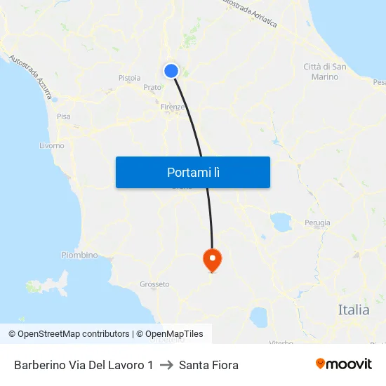 Barberino Via Del Lavoro 1 to Santa Fiora map