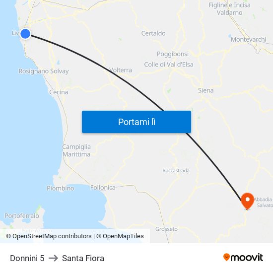 Donnini 5 to Santa Fiora map