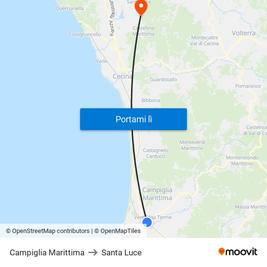 Campiglia Marittima to Santa Luce map