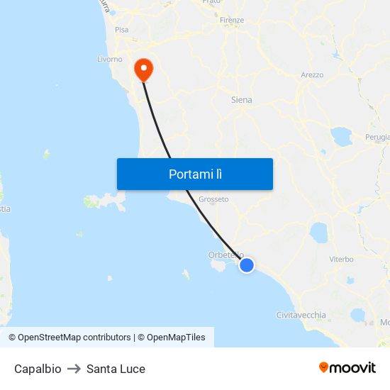 Capalbio to Santa Luce map