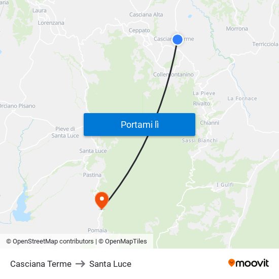 Casciana Terme to Santa Luce map