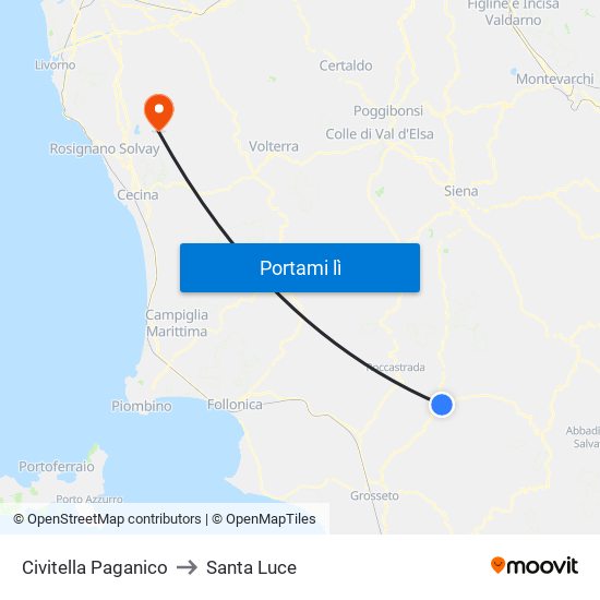 Civitella Paganico to Santa Luce map