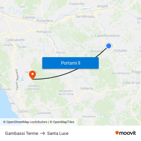 Gambassi Terme to Santa Luce map