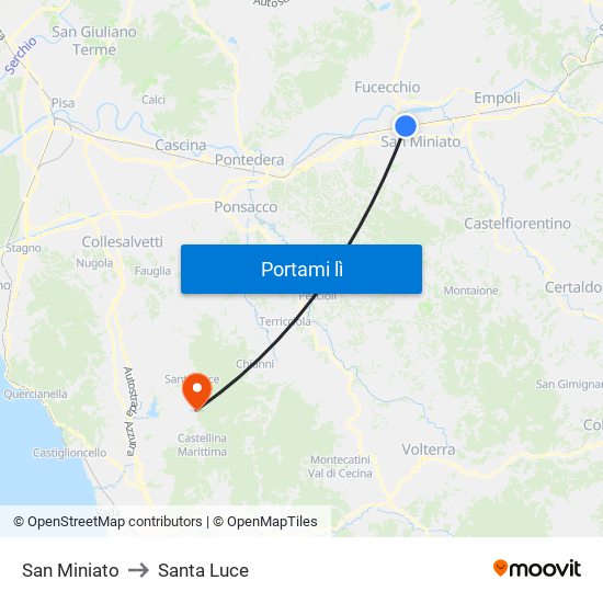San Miniato to Santa Luce map