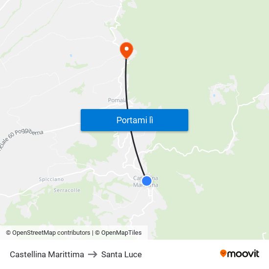 Castellina Marittima to Santa Luce map