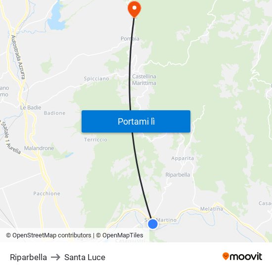Riparbella to Santa Luce map